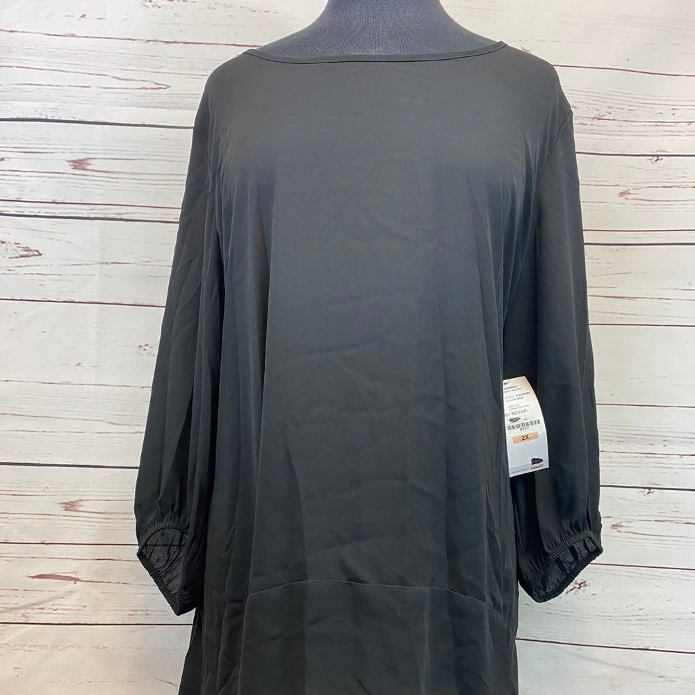 Karen Kane Black Semi-Sheer Hi-Lo Peasant Tunic
